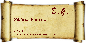 Dékány György névjegykártya