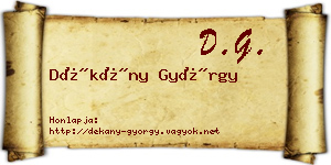 Dékány György névjegykártya